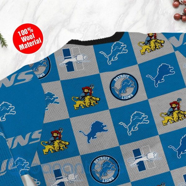 Detroit Lions Logo Checkered Flannel Design Ugly Christmas 3D Sweater Product Photo