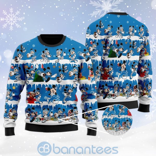 Detroit Lions Mickey American Football Ugly Christmas 3D Sweater Product Photo