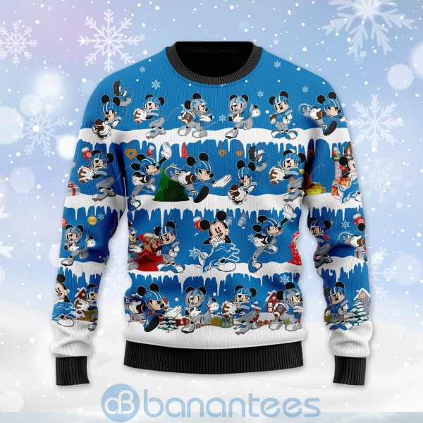 Detroit Lions Mickey American Football Ugly Christmas 3D Sweater Product Photo