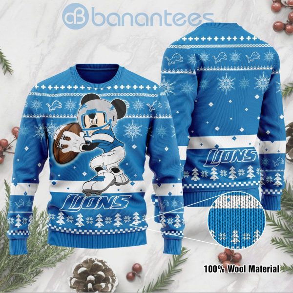 Detroit Lions Mickey Mouse Funny Ugly Christmas 3D Sweater Product Photo