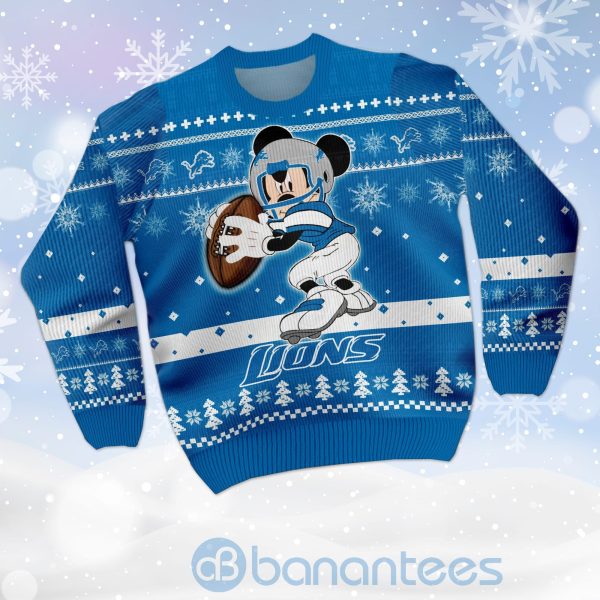 Detroit Lions Mickey Mouse Funny Ugly Christmas 3D Sweater Product Photo