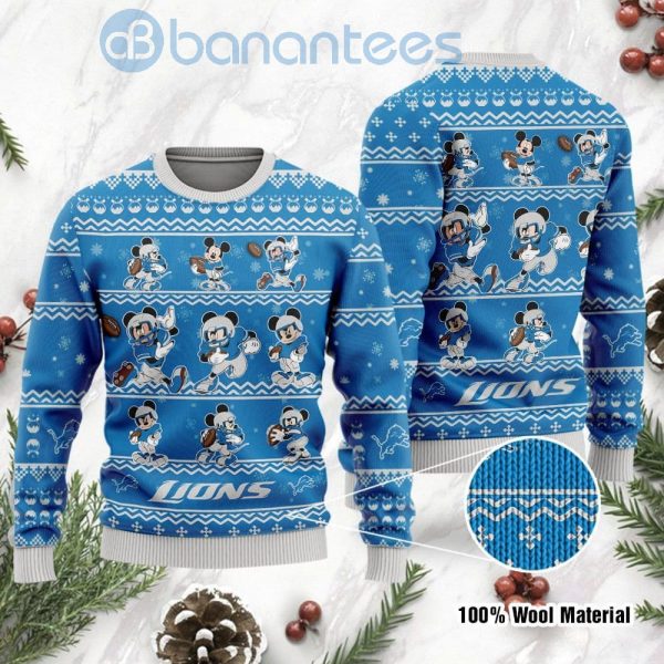 Detroit Lions Mickey Mouse Ugly Christmas 3D Sweater Product Photo