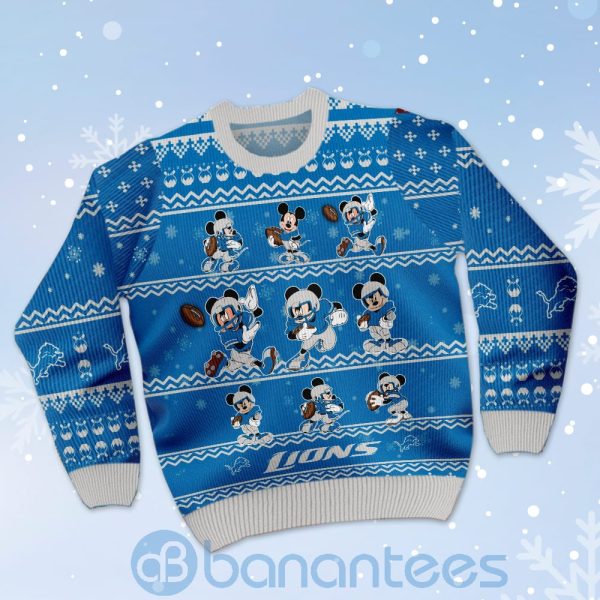 Detroit Lions Mickey Mouse Ugly Christmas 3D Sweater Product Photo