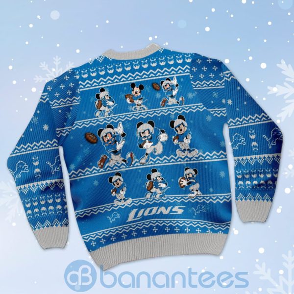 Detroit Lions Mickey Mouse Ugly Christmas 3D Sweater Product Photo