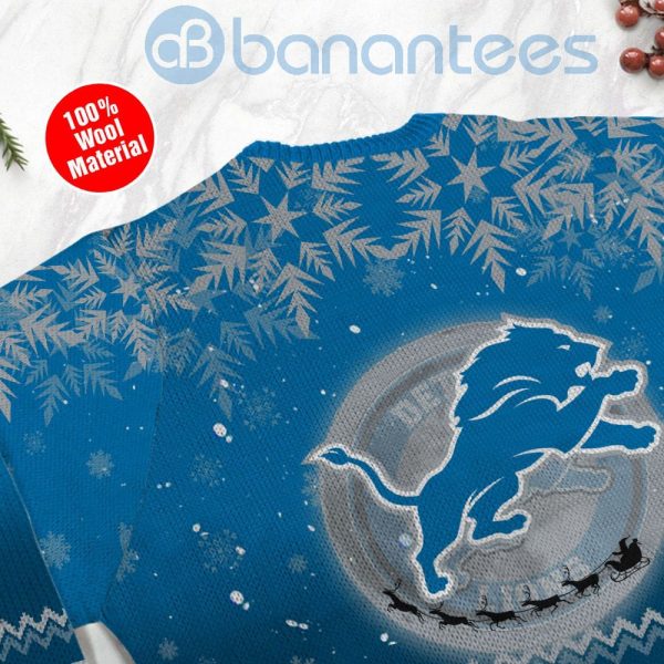 Detroit Lions Santa Claus In The Moon Ugly Christmas 3D Sweater Product Photo