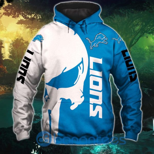 Detroit Lions Skull Design Full Printed 3D Hoodie Zip Hoodie Product Photo