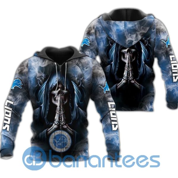 Detroit Lions Skull Smoke All Over Printed 3D Hoodie Zip Hoodie Product Photo