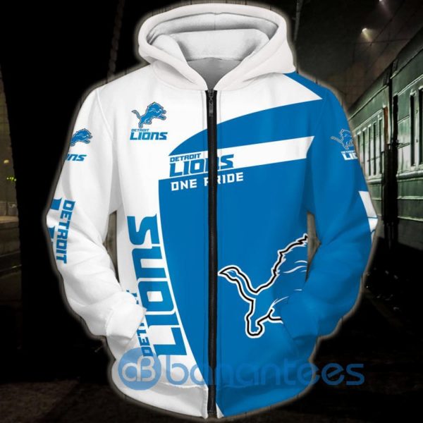 Detroit Lions White And Blue All Over Printed 3D Hoodie Zip Hoodie Product Photo