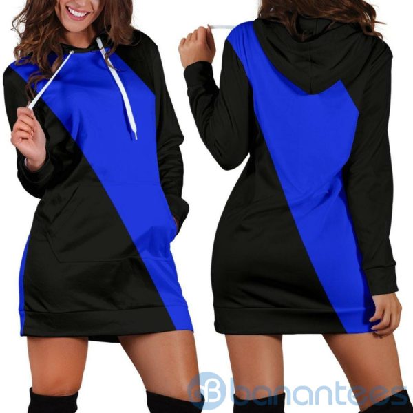 Diagonal Blue Line Hoodie Dress For Women Product Photo