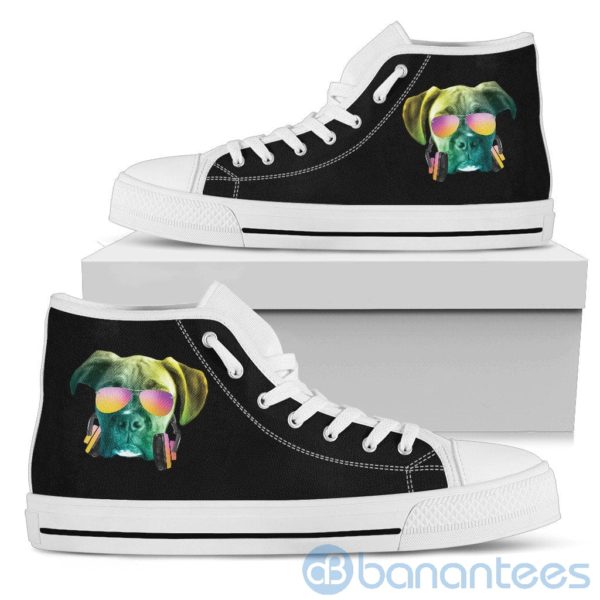 Dj Music Headphone Dog Boxer Dog Lover High Top Shoes Product Photo