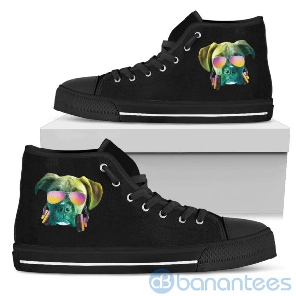 Dj Music Headphone Dog Boxer Dog Lover High Top Shoes Product Photo