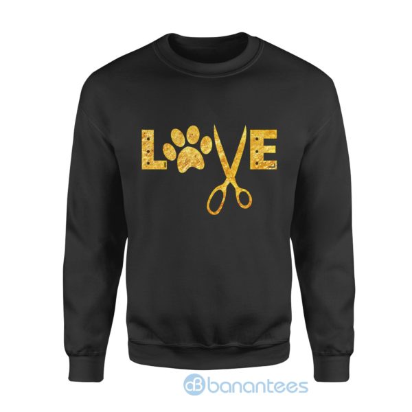 Dog Gift idea Love Dogs Grooming With Paw Print Scissora Sweatshirt Product Photo