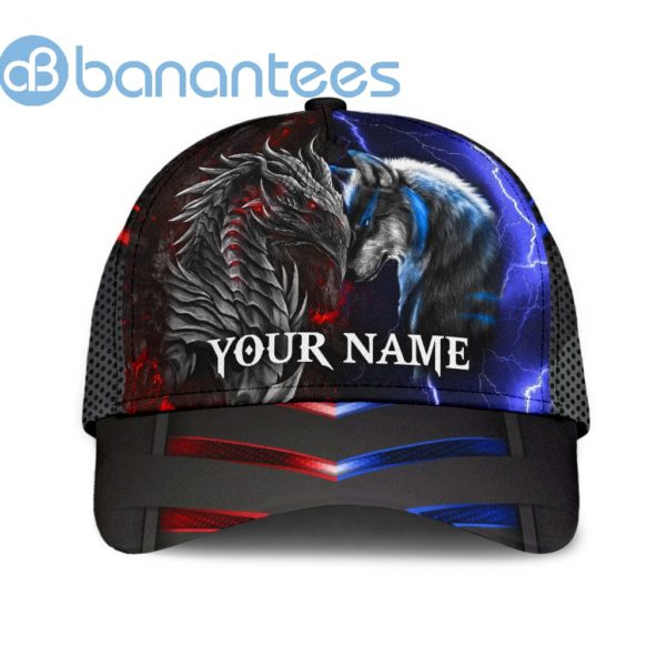 Dragon & Wolf All Over Printed 3D Cap Custom Name Product Photo