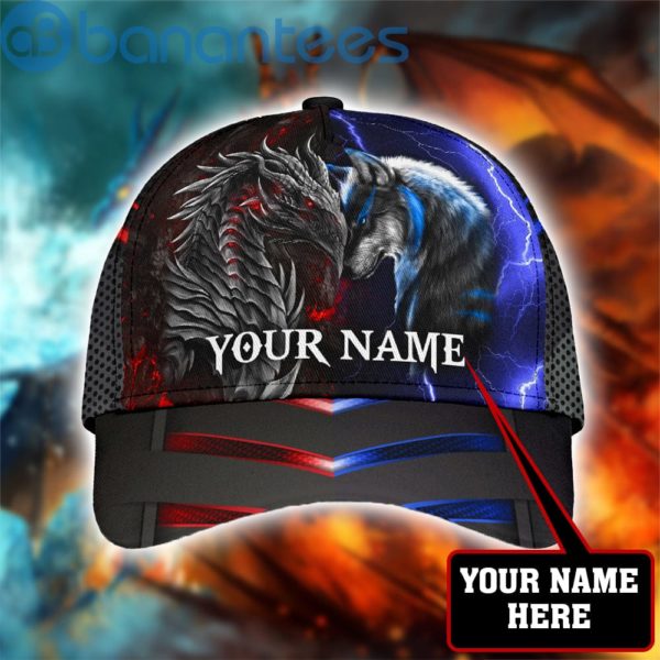 Dragon & Wolf D All Over Printed 3D Cap Custom Name Product Photo