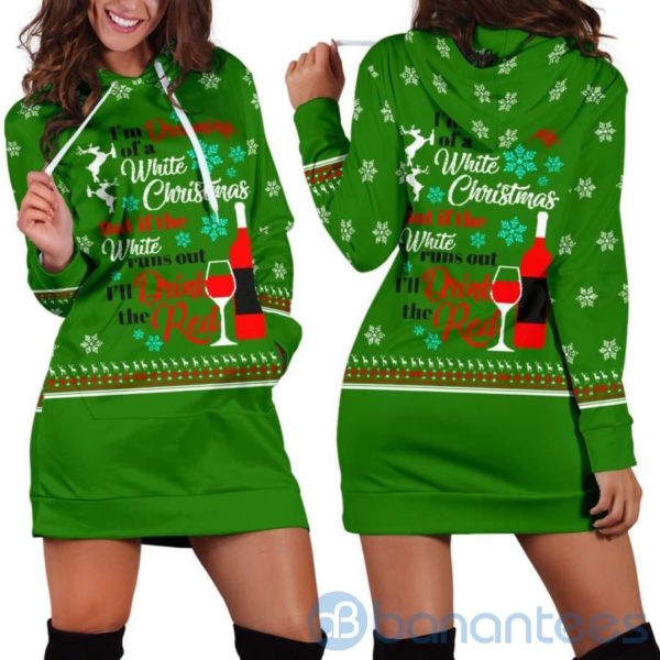 Dreaming of A White Christmas Hoodie Dress For Women Product Photo