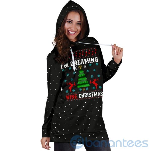 Dreaming of A Wine Christmas Hoodie Dress For Women Product Photo