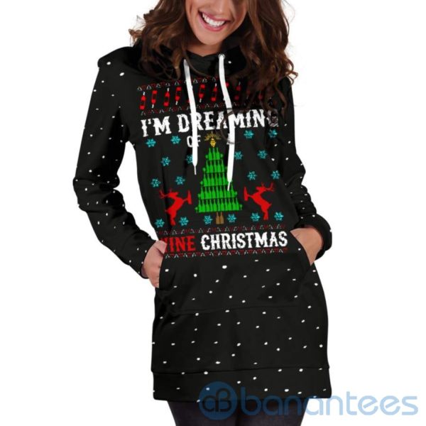 Dreaming of A Wine Christmas Hoodie Dress For Women Product Photo