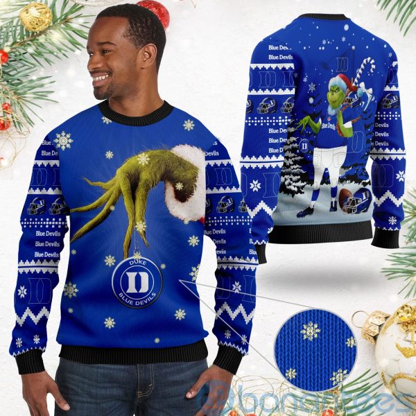 Duke Blue Devils Team Grinch Ugly Christmas 3D Sweater Product Photo