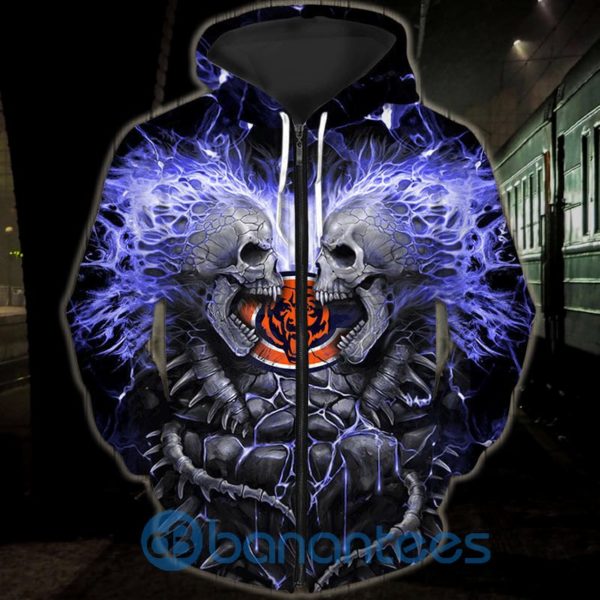 Electric Chicago Bears Skull Hoodies Halloween Full Printed 3D Hoodie, Zip Hoodie Product Photo