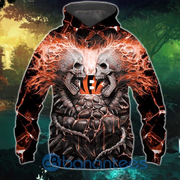 Electric Cincinnati Bengals Skull Hoodies Halloween Full Printed 3D Hoodie, Zip Hoodie Product Photo