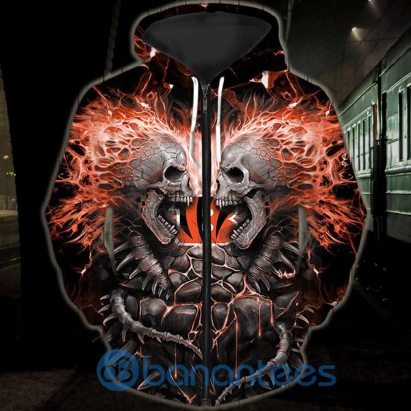 Electric Cincinnati Bengals Skull Hoodies Halloween Full Printed 3D Hoodie, Zip Hoodie Product Photo