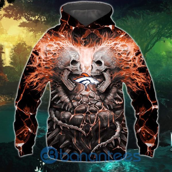 Electric Denver Broncos Skull Hoodies Halloween Full Printed 3D Hoodie, Zip Hoodie Product Photo