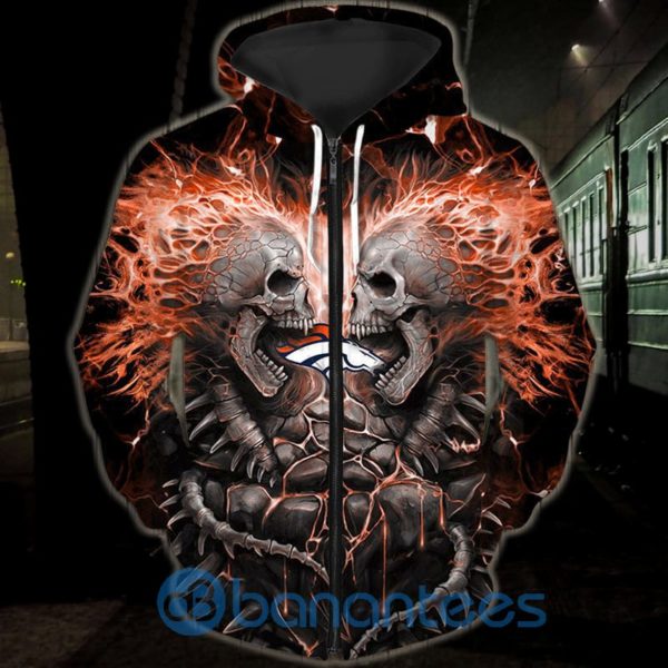 Electric Denver Broncos Skull Hoodies Halloween Full Printed 3D Hoodie, Zip Hoodie Product Photo