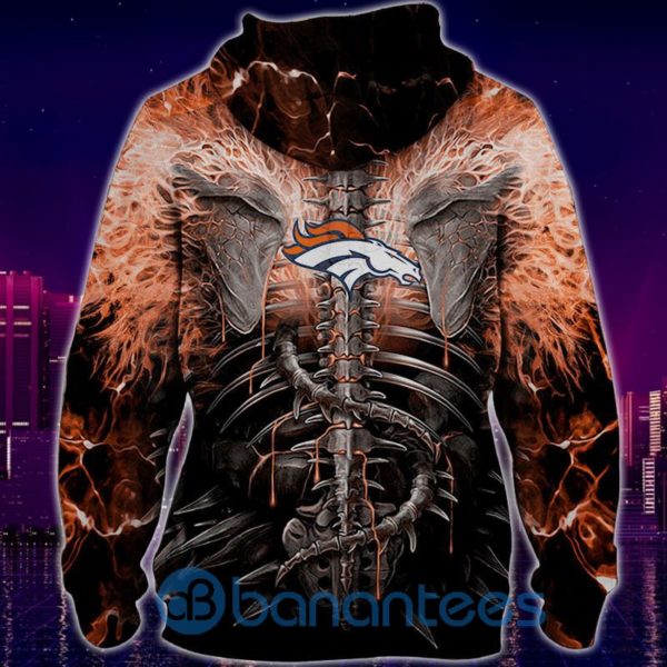 Electric Denver Broncos Skull Hoodies Halloween Full Printed 3D Hoodie, Zip Hoodie Product Photo