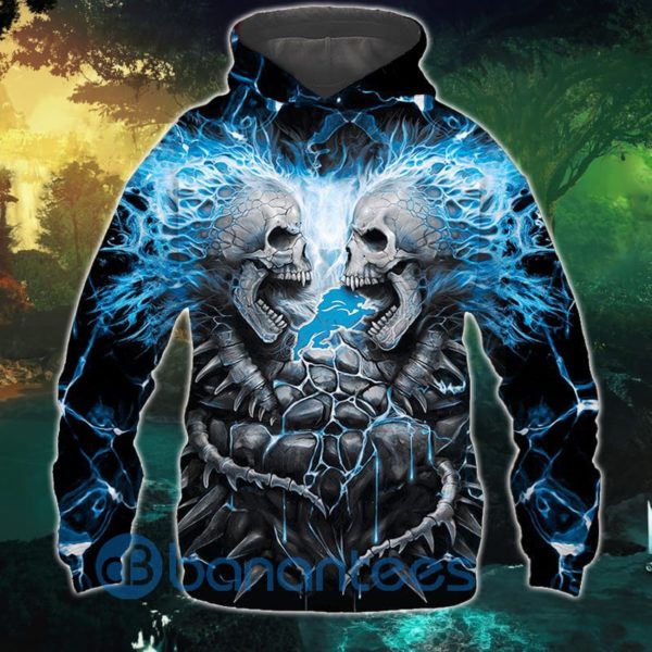 Electric Detroit Lions Skull Halloween All Over Printed 3D Hoodie, Zip Hoodie Product Photo