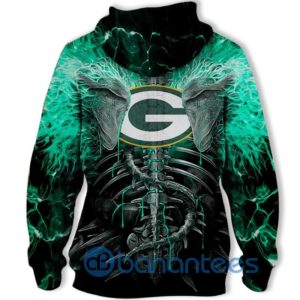 Electric Green Bay Packers Skull All Over Printed 3D Hoodie Zip Hoodie Product Photo