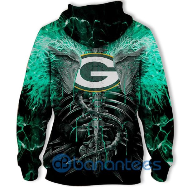 Electric Green Bay Packers Skull All Over Printed 3D Hoodie Zip Hoodie Product Photo