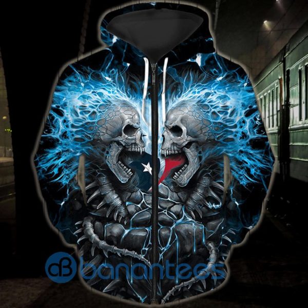 Electric Houston Texans Skull Halloween All Over Printed 3D Hoodie, Zip Hoodie Product Photo