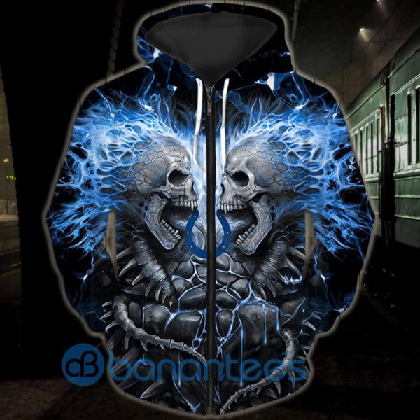 Electric Indianapolis Colts Skull Halloween All Over Printed 3D Hoodie, Zip Hoodie Product Photo