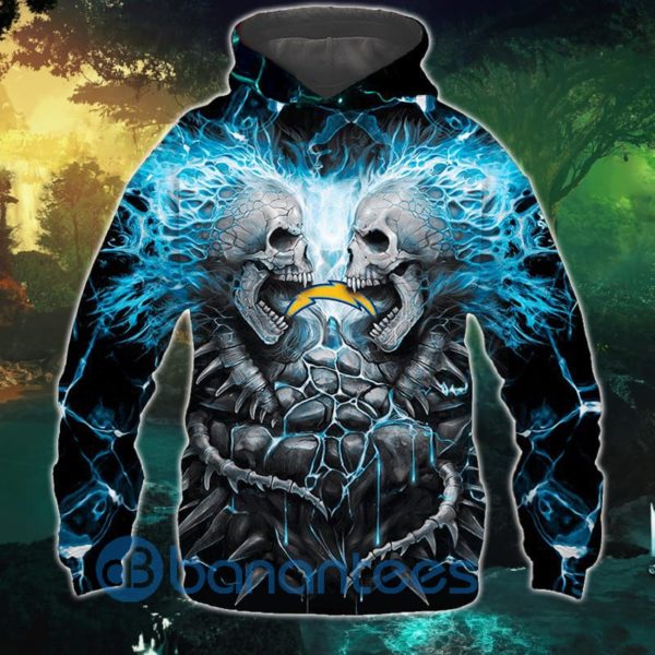 Electric Los Angeles Chargers Skull Halloween All Over Printed 3D Hoodie, Zip Hoodie Product Photo