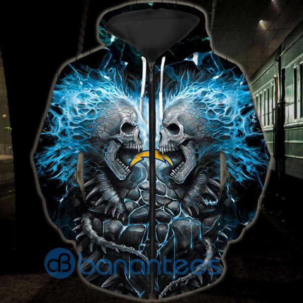 Electric Los Angeles Chargers Skull Halloween All Over Printed 3D Hoodie, Zip Hoodie Product Photo