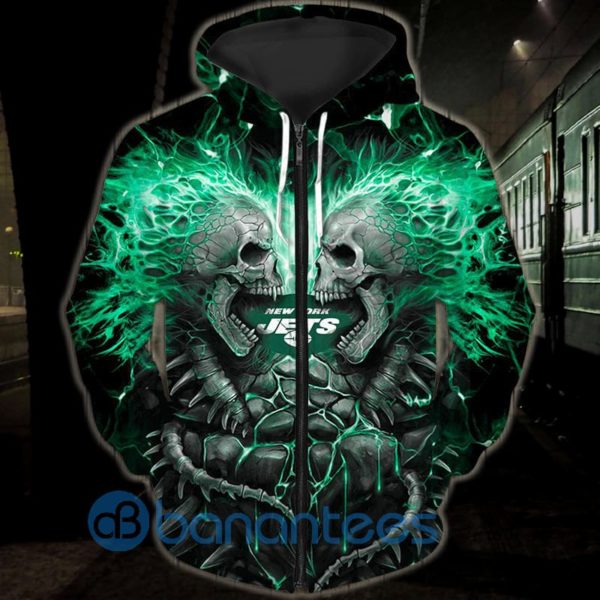 Electric New York Jets Skull Halloween All Over Printed 3D Hoodie, Zip Hoodie Product Photo