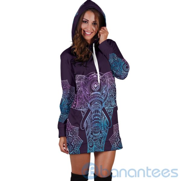 Elephant Mandala Hoodie Dress For Women Product Photo