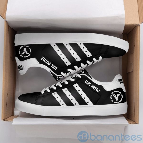 Eric Prydz White Striped Black Low Top Skate Shoes Product Photo