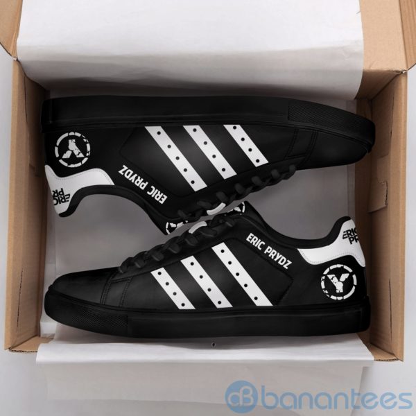 Eric Prydz White Striped Black Low Top Skate Shoes Product Photo