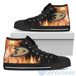 Fire And Logo Of Anaheim Ducks High Top Shoes Product Photo