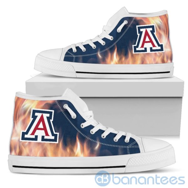 Fire And Logo Of Arizona Wildcats High Top Shoes Product Photo
