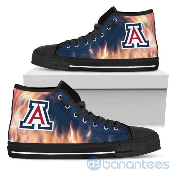 Fire And Logo Of Arizona Wildcats High Top Shoes Product Photo