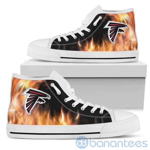Fire And Logo Of Atlanta Falcons High Top Shoes Product Photo