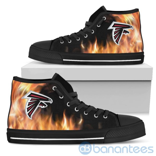 Fire And Logo Of Atlanta Falcons High Top Shoes Product Photo