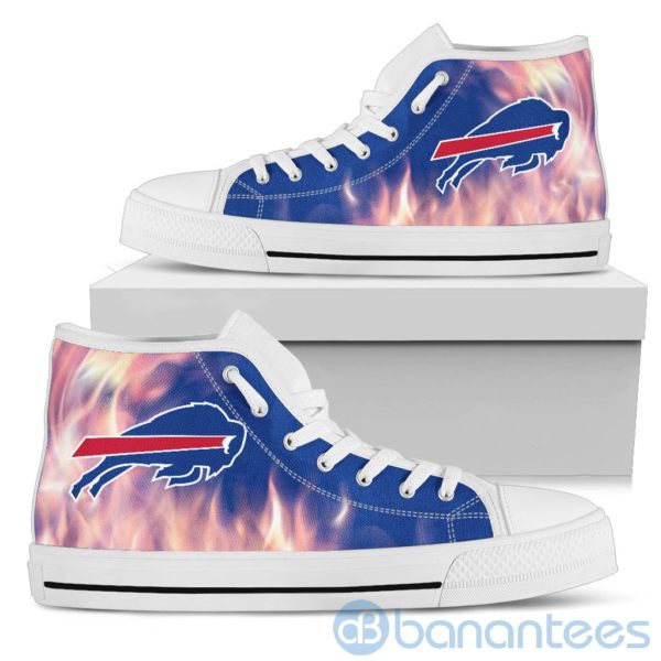 Fire And Logo Of Buffalo Bills High Top Shoes Product Photo