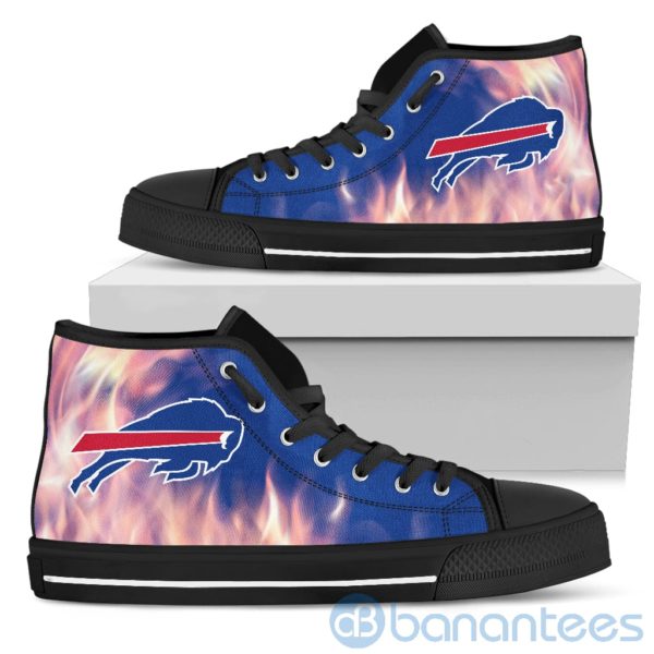 Fire And Logo Of Buffalo Bills High Top Shoes Product Photo