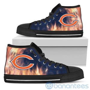 Fire And Logo Of Chicago Bears High Top Shoes Product Photo