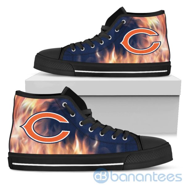 Fire And Logo Of Chicago Bears High Top Shoes Product Photo