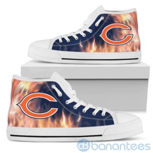 Fire And Logo Of Chicago Bears High Top Shoes Product Photo