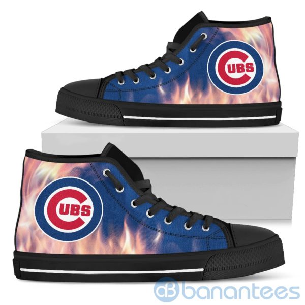 Fire And Logo Of Chicago Cubs High Top Shoes Product Photo